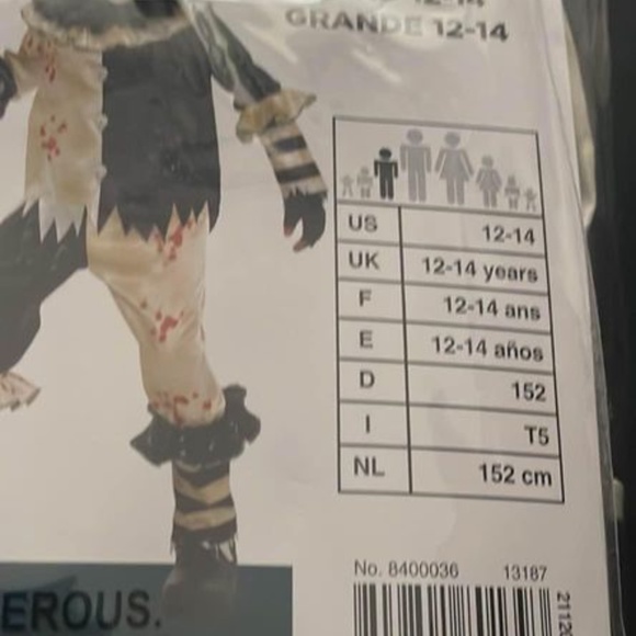 BRAND NEW boy scary clown glow in the dark halloween costume size XL - Picture 8 of 8